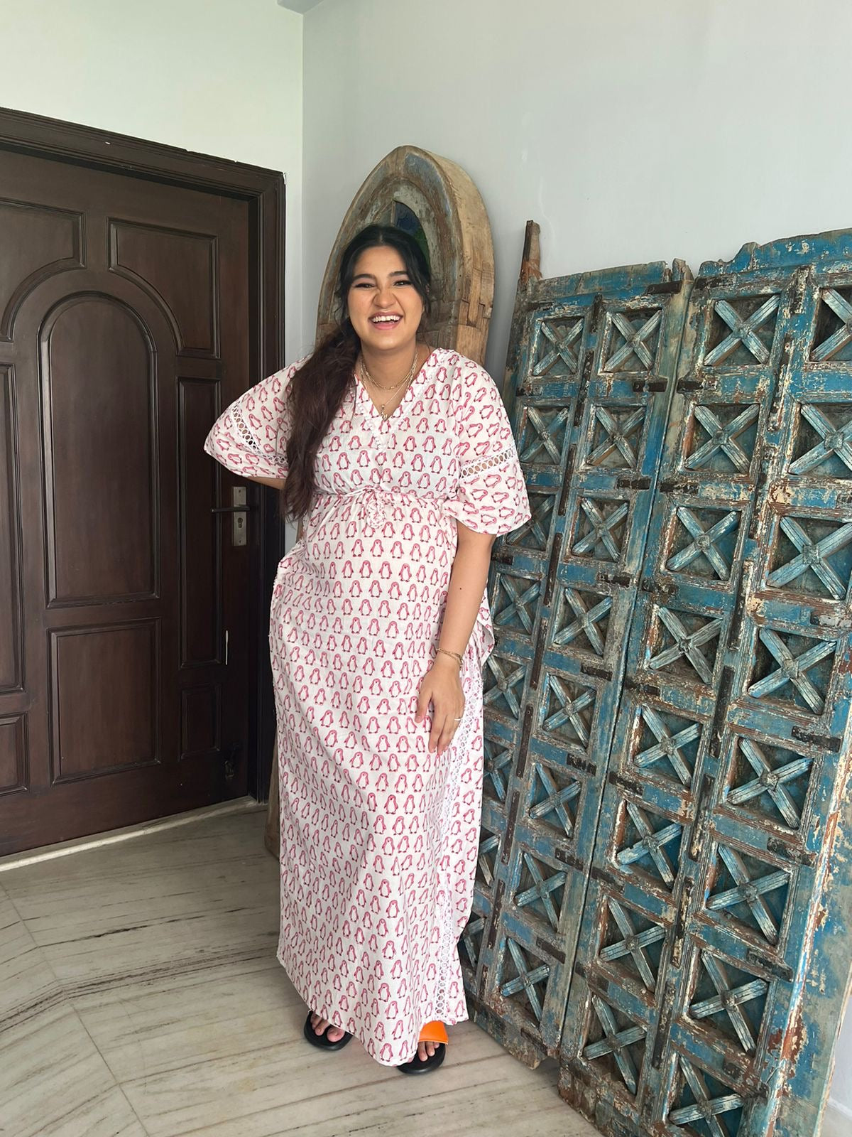 Aanam Mirza in Pink Penguin Kaftan