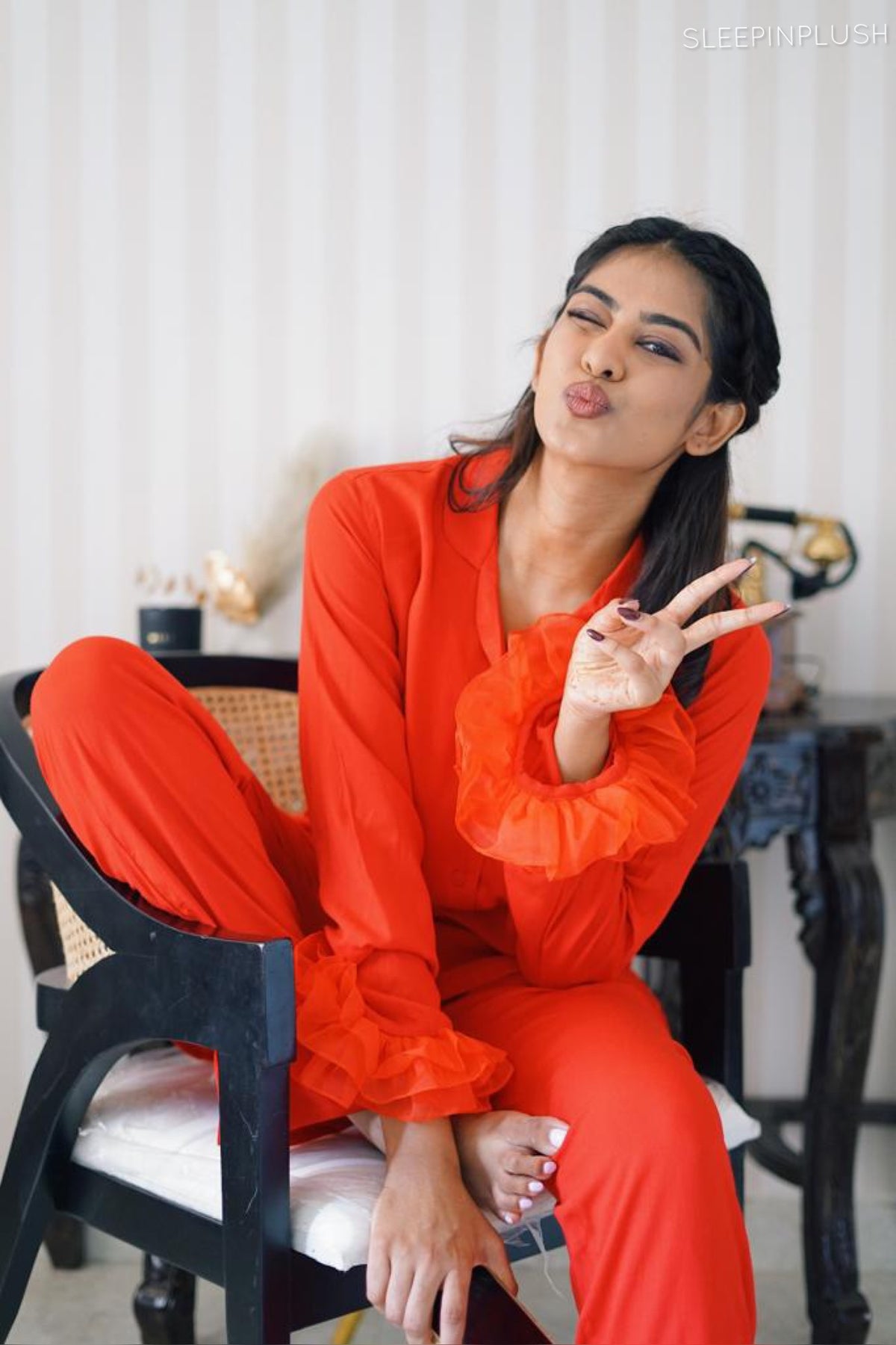 Divya Boppana in The Trouble is Red Co-ord Set