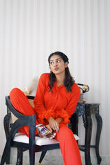 Divya Boppana in The Trouble is Red Co-ord Set