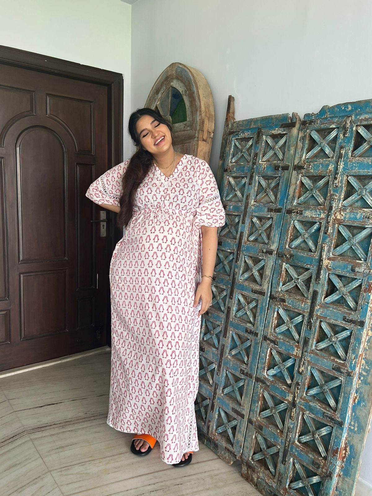 Aanam Mirza in Pink Penguin Kaftan