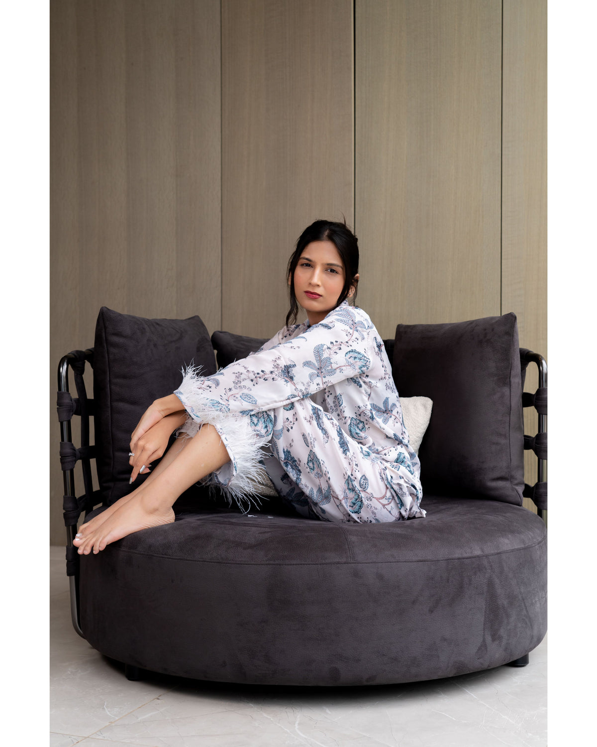 Floral furrry pajama set